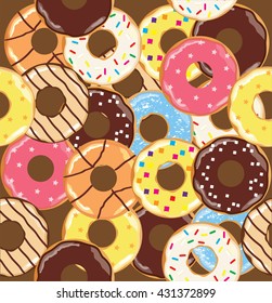 vector illustration of donut seamless background