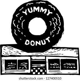 Vector illustration of donut shop