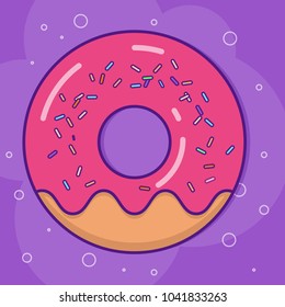 vector illustration donut with strawberry glaze