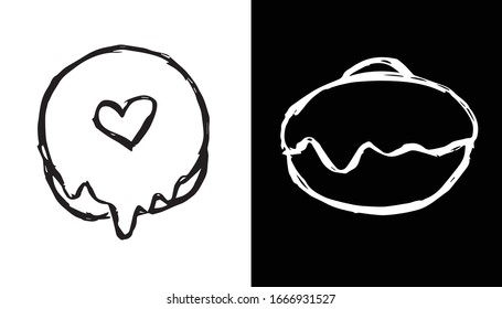 Vector Illustration of Donut Sweet Dessert Food Icon on Isolated Background. Use This Set or Collection of Hand Drawing or Sketch For Graphic Design.