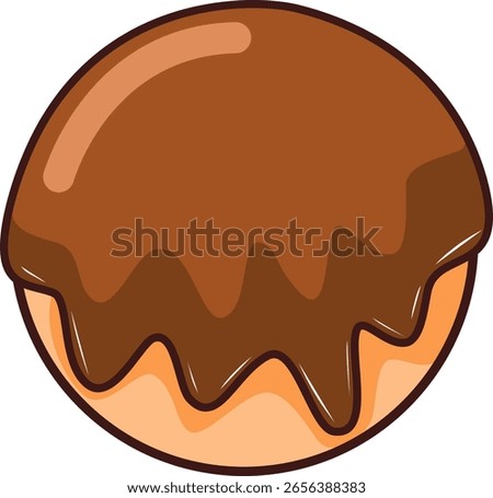 Vector illustration of a donut withchocolate topping, perfect for digital design or menu decoration.