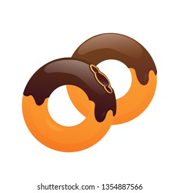Vector illustration of donuts. Chocolate donuts for print or web design