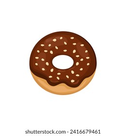 Vector Illustration of Donuts with Chocolate Topping and Nuts