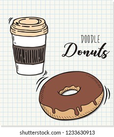  Vector illustration of a donuts in doodle style