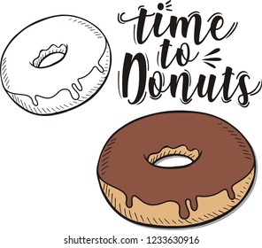  Vector illustration of a donuts in doodle style