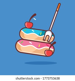 vector illustration of donuts and forks