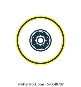 Vector Illustration Of Donuts Outline. Beautiful Meal Element Also Can Be Used As Cake  Element.