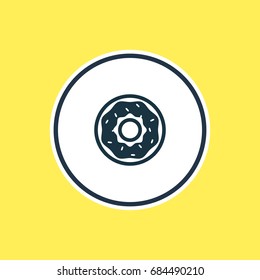 Vector Illustration Of Donuts Outline. Beautiful Meal Element Also Can Be Used As Cake  Element.