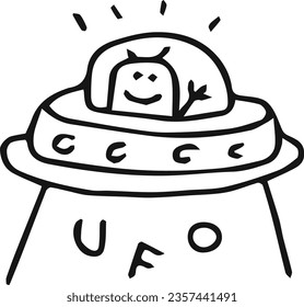 ilustración vectorial doodle alien ufo lindo