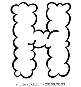 Vector illustration doodle alphabet smoke cloud isolated on white background