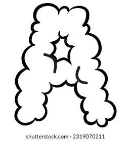 Vector illustration doodle alphabet smoke cloud isolated on white background