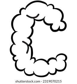 Vector illustration doodle alphabet smoke cloud isolated on white background