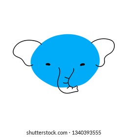 Vector illustration with doodle animal. Children illustration with doodle elephant l. Illustration for children's design. Doodle illustration for kids.