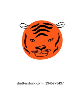 Vector illustration with doodle animal. Children illustration with doodle tiger 