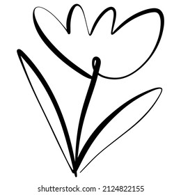 una ilustración vectorial, la flor de arte doodle se dibuja con una línea de diferente espesor