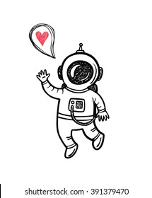Vector Illustration With Doodle Astronaut