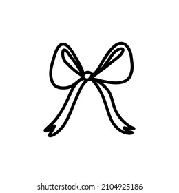 Vector illustration of doodle bows outline graphic on white background.