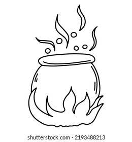 Vector illustration Doodle Cartoon Boiling Pot