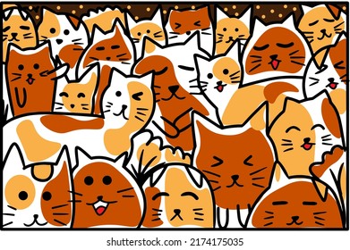 Vector illustration of Doodle cute Cat background ,Hand drawing Doodle