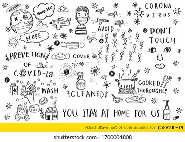 Vector illustration of Doodle cute for covid-19 , corona virus