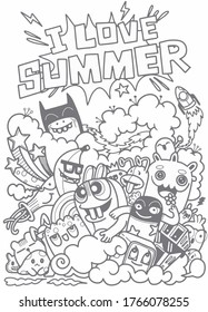 Vector illustration of Doodle cute , Funny Doodle Summer 