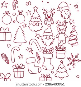 Vector illustration of Doodle cute Hand drawn set of cute doodles for decoration on white background