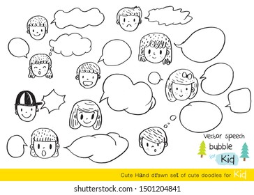 
Vector illustration of Doodle cute for kid, Hand drawn set of cute doodles for decoration,Hand drawn set of speech bubbles with dialog words, Doodle set of objects from a child's life