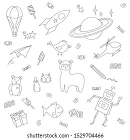 Vector illustration of Doodle cute for kid, Hand drawn set of cute doodles for decoration,Funny Doodle Hand Drawn, Doodle set of objects from a child's life