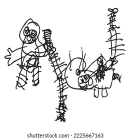 Vector illustration of Doodle cute for kid, Hand drawn  of cute doodles for decoration on white background,Funny Doodle Hand Drawn,Page for coloring.