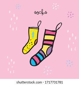 Vektorillustration-Illustration von Doodle-süßen Socken, Socken-Doodle-Symbol