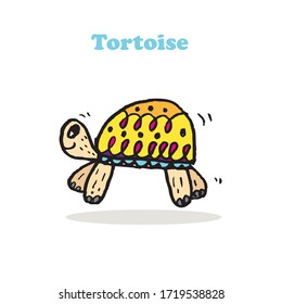 Vector illustration of Doodle cute tortoise,Tortoise doodle icon