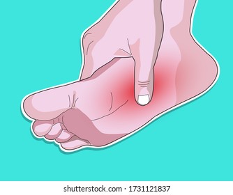 Vector illustration doodle drawing sketch cartoon body of person with foot pain and nerves inflammation and feet injury.