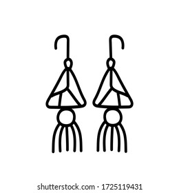Vector illustration of Doodle earrings.  Line and outline fashion elements. Isolated on white background. Hand drawn jewelry objects.  