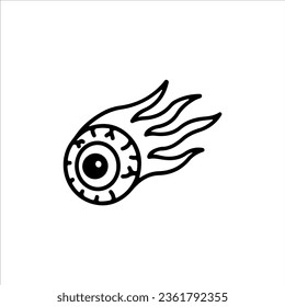 vector illustration of doodle eyes with fire