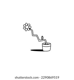  ilustración vectorial doodle flower zig zag concepto