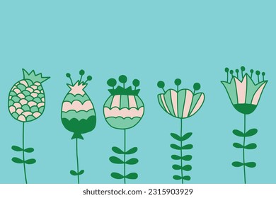 Vector illustration of doodle flowers