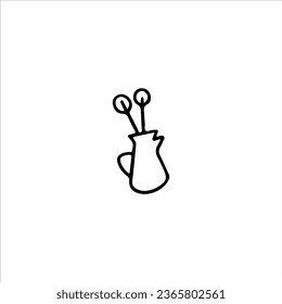 vector illustration of doodle flowers in pots