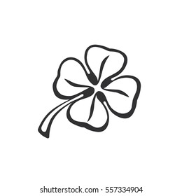 Vector illustration. Doodle of four leaf clover. Hand drawing doodle. Lucky quatrefoil. Good luck symbol. Decoration for greeting cards, posters, emblems