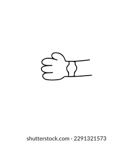 vector illustration of a doodle hand using a clock
