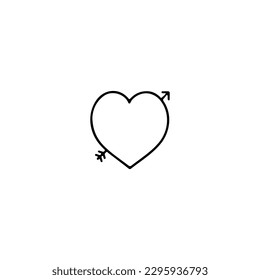ilustración vectorial del corazón del doodle con flecha