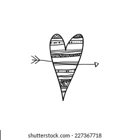 Vector illustration with doodle heart on white background