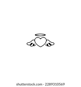 vector illustration of doodle heart with wings
