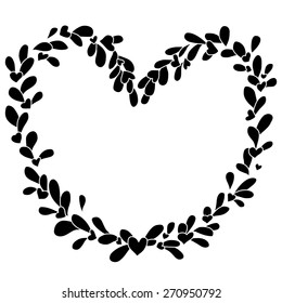 Vector illustration. doodle herbal frame. Silhouette, black and white