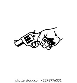  ilustración vectorial de un garabato que sostiene una pistola