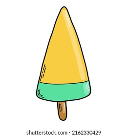 Vector illustration. Doodle ice cream isolated on white background. Popsicle.