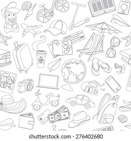 Vector illustration Doodle icons seamless travel pattern