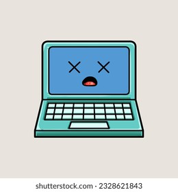 El doodle de ilustración vectorial de una laptop que no responde.