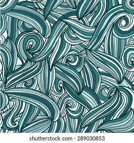 Vector illustration with doodle line wave. Hand drawn colorful design element. Wave doodle pattern