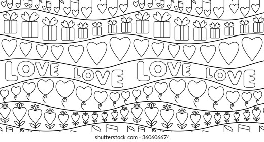 Vector illustration with doodle love seamless pattern for greeting cards, invitations, wallpapers, wrapping 