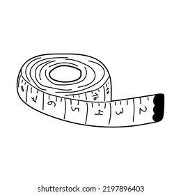 Vector illustration of doodle measuring tape in hand drow style